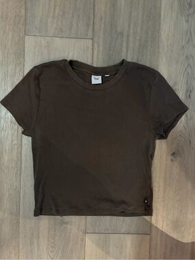 TNA Chocolate Brown Cropped Crew Tee
